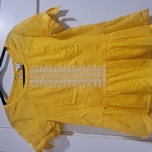 J.Crew Yellow & White Peplum Top Sz 6